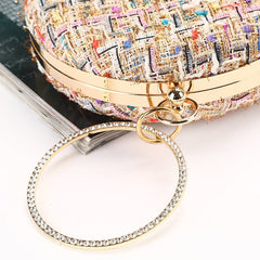 Dinner Handmade Small Fragrance Clutch Bag Apricot