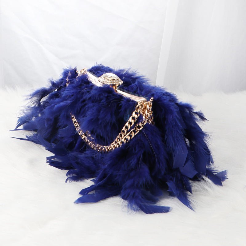 Dinner Rhinestone - encrusted Chain Evening Messenger Bag Sapphire Blue