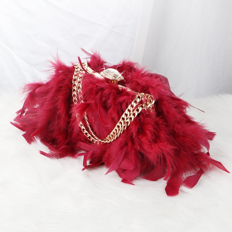 Dinner Rhinestone - encrusted Chain Evening Messenger Bag Red