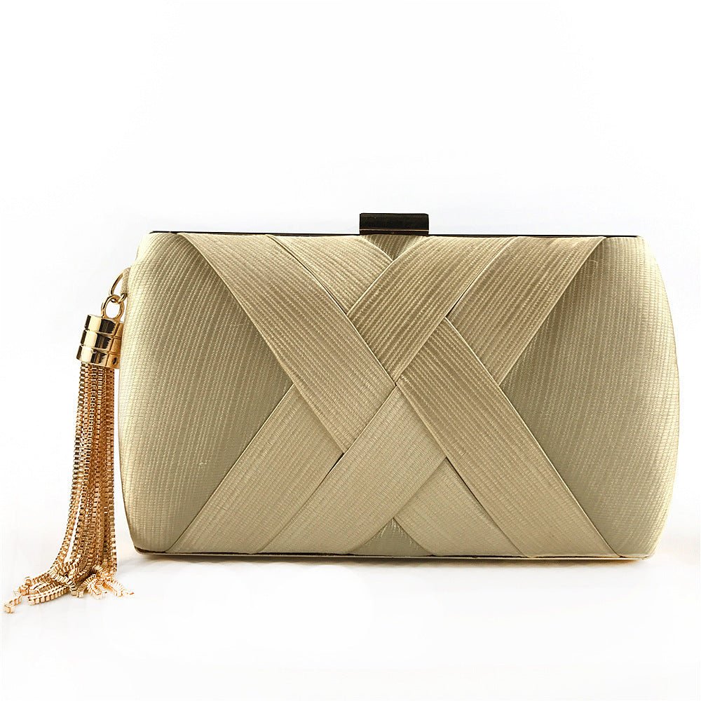Dinner Satin Fashion Tassel Clutch Apricot