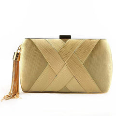 Dinner Satin Fashion Tassel Clutch Gold