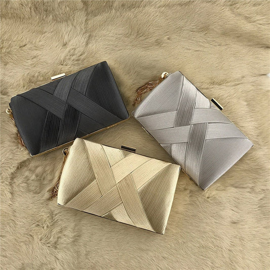 Dinner Satin Fashion Tassel Clutch Apricot