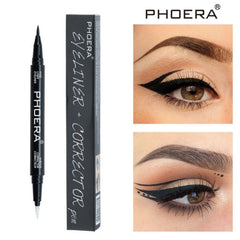 Dual - Ended Precision Black Gel Eyeliner Pen Set for Makeup Artistry Black