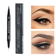 Dual - Ended Precision Black Gel Eyeliner Pen Set for Makeup Artistry Black