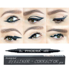 Dual - Ended Precision Black Gel Eyeliner Pen Set for Makeup Artistry Black