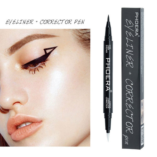 Dual - Ended Precision Black Gel Eyeliner Pen Set for Makeup Artistry Black