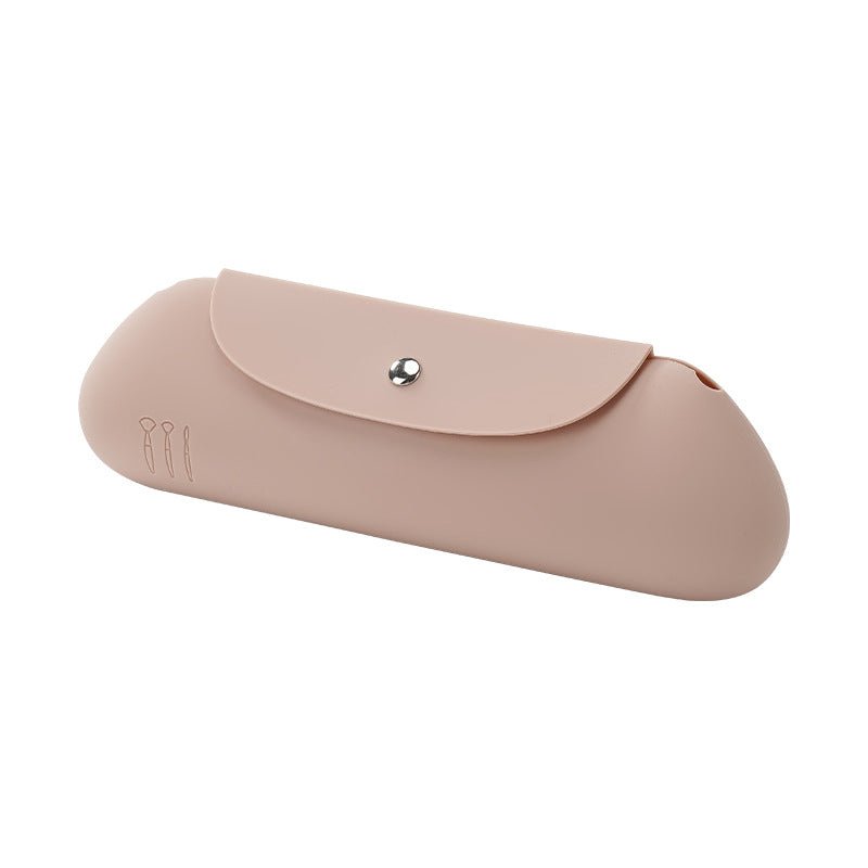 Dustproof Silicone Storage Beauty Bag for Makeup Brushes Khaki