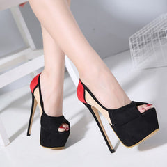 Early autumn new color matching system 16CM super high heel water Taiwan fish mouth high heel single shoes 34 - 40 yards Apricot