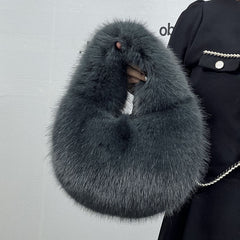 High-Grade Portable Fur Clutch Bag for Fall & Winter