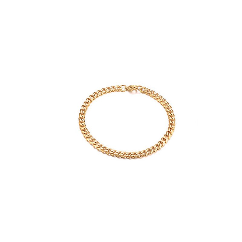 Edging Elegance: Men's 5mm Titanium Steel Fashion Bracelet 18K Gold