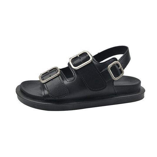 Effortless Soft - soled Double - strap Platform Sandals for Every Day Black