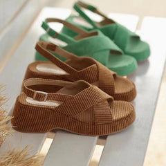 Effortless Style Lazy Suede Cross Strap Casual Open Toe Sandals Dark Brown