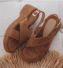 Effortless Style Lazy Suede Cross Strap Casual Open Toe Sandals Dark Brown