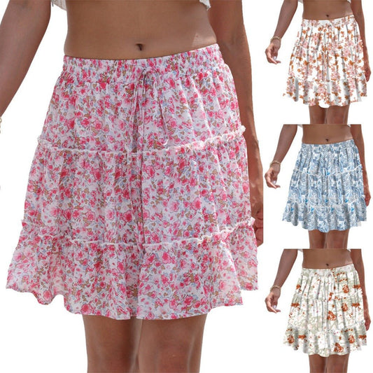 Elegant Floral Chiffon Skirt: Stylish Prints in Various Colors Pink Cherry