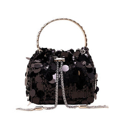 Elegant Metal Tassel Sequins Dinner Bag for High - Grade Events Black