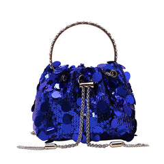 Elegant Metal Tassel Sequins Dinner Bag for High - Grade Events Blue