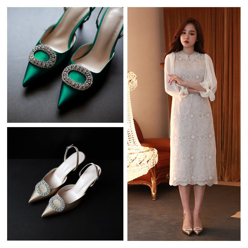 Elegant Rhinestone High Heels Women Pumps Black