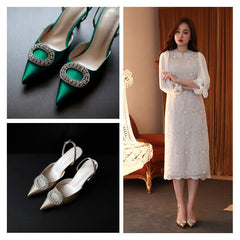 Elegant Rhinestone High Heels Women Pumps Black