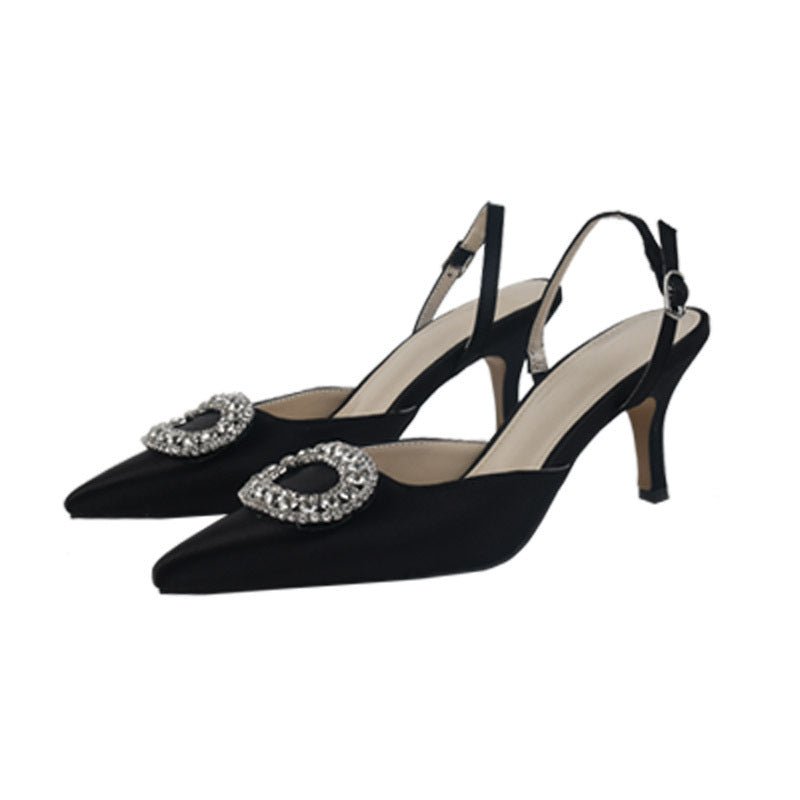 Elegant Rhinestone High Heels Women Pumps Black