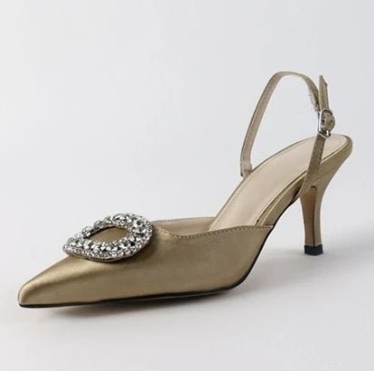 Elegant Rhinestone High Heels Women Pumps Gold