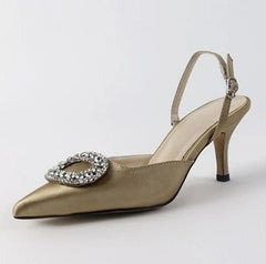 Elegant Rhinestone High Heels Women Pumps Gold