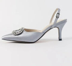 Elegant Rhinestone High Heels Women Pumps Sliver