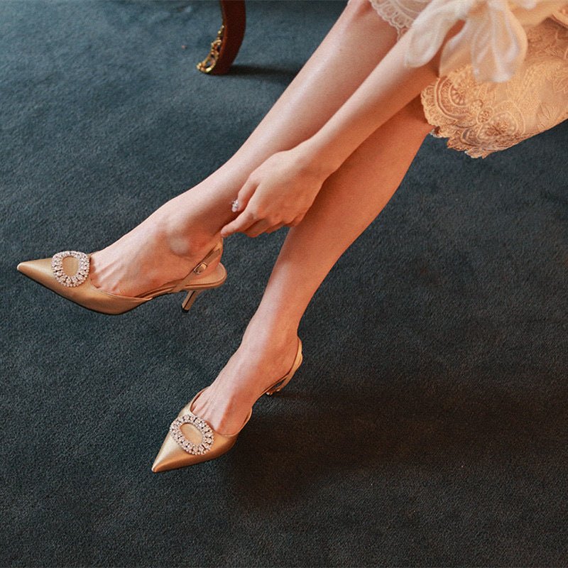 Elegant Rhinestone High Heels Women Pumps Black