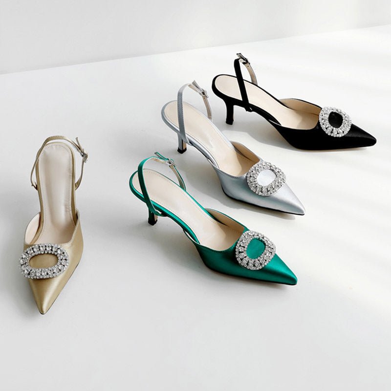 Elegant Rhinestone High Heels Women Pumps Sliver