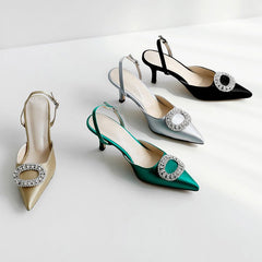 Elegant Rhinestone High Heels Women Pumps Sliver