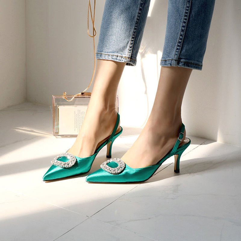 Elegant Rhinestone High Heels Women Pumps Black