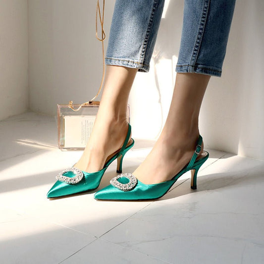 Elegant Rhinestone High Heels Women Pumps Black