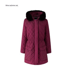 Elegant Slim - fit Winter Top Versatile Confident Easy - to - Wear Hooded Wine Red