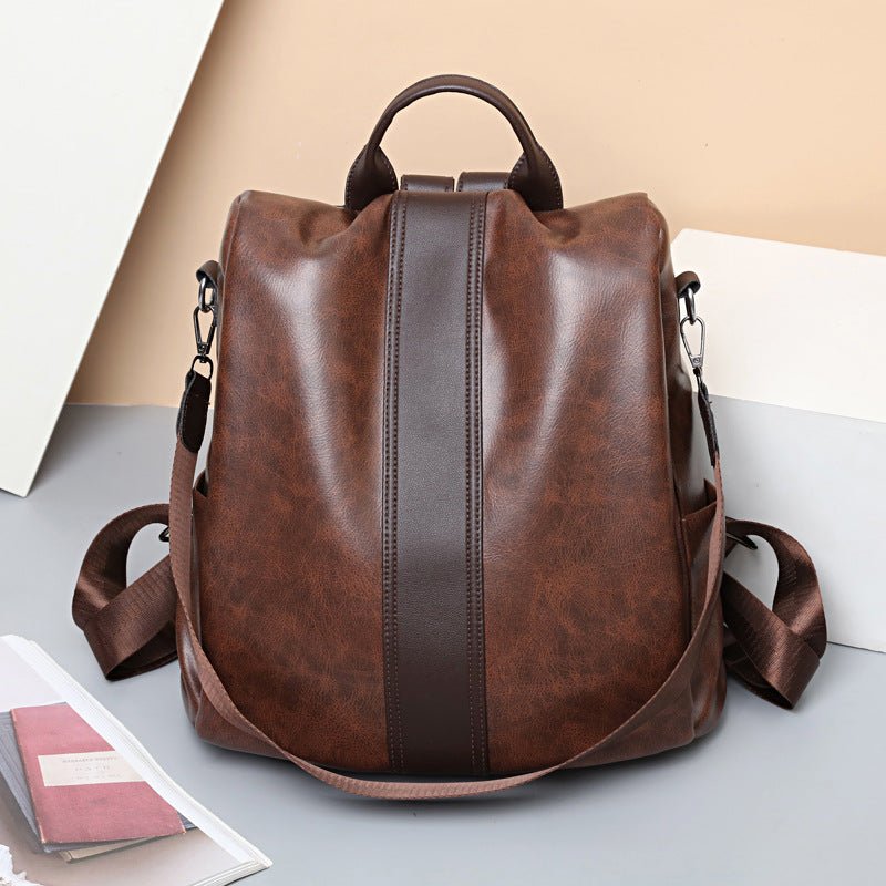 Elegant Soft Leather Women's Fashion Backpack for a Stylish Statement Green