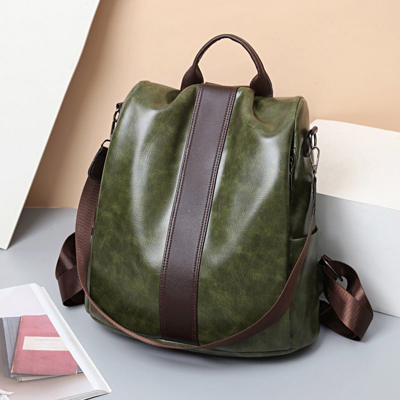 Elegant Soft Leather Women's Fashion Backpack for a Stylish Statement Green