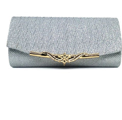 Elegant Wedding Clutch Shoulder Bag with Chain Silver