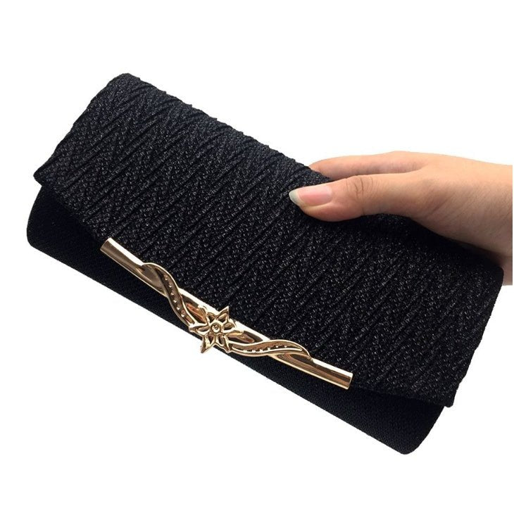 Elegant Wedding Clutch Shoulder Bag with Chain Black