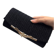 Elegant Wedding Clutch Shoulder Bag with Chain Black