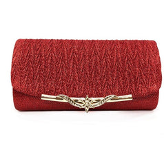Elegant Wedding Clutch Shoulder Bag with Chain Red