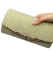Elegant Wedding Clutch Shoulder Bag with Chain Gold