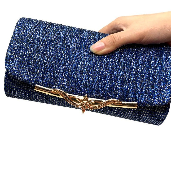 Elegant Wedding Clutch Shoulder Bag with Chain Blue