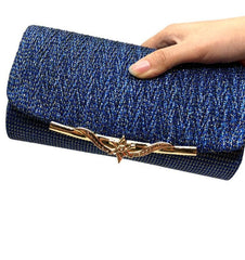 Elegant Wedding Clutch Shoulder Bag with Chain Blue