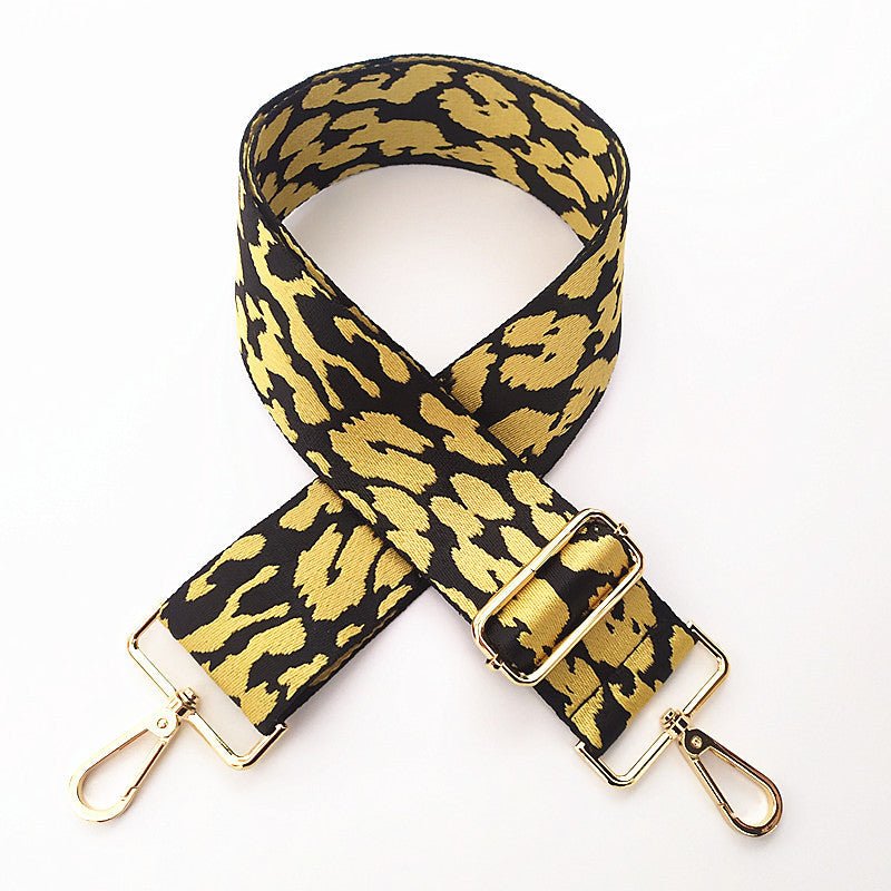 Embroidered Accessory with Adjustable Wide Shoulder Strap Yellow And Black Leopard Print