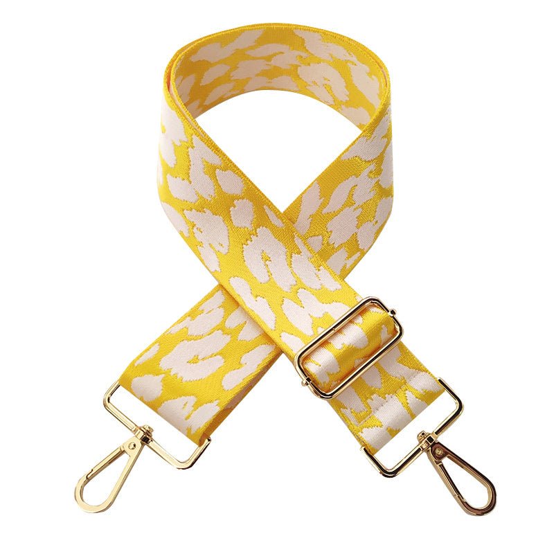 Embroidered Accessory with Adjustable Wide Shoulder Strap Light Yellow Leopard Print