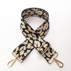 Embroidered Accessory with Adjustable Wide Shoulder Strap Beige Leopard Print