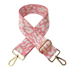 Embroidered Accessory with Adjustable Wide Shoulder Strap Pink Leopard Print