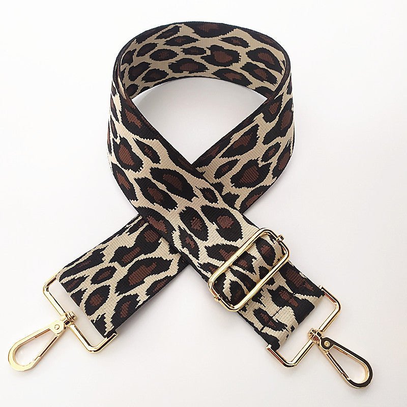 Embroidered Accessory with Adjustable Wide Shoulder Strap Beige Leopard Print 2