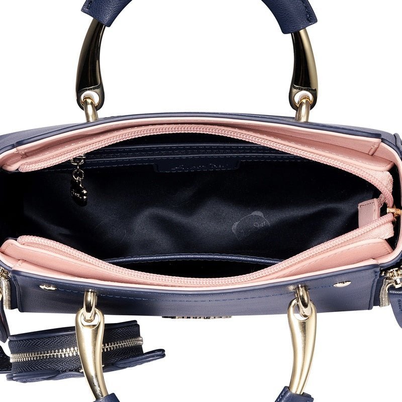 Embroidered Cat Lady Handbag with Clutch Pink