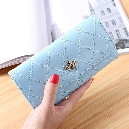 Embroidered Crown Clutch Wallet for Women pink blue