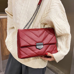 Embroidery Thread Clutch - Small PU Leather Crossbody Bag for Women Red