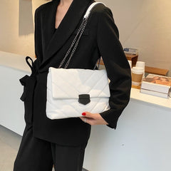 Embroidery Thread Clutch - Small PU Leather Crossbody Bag for Women White